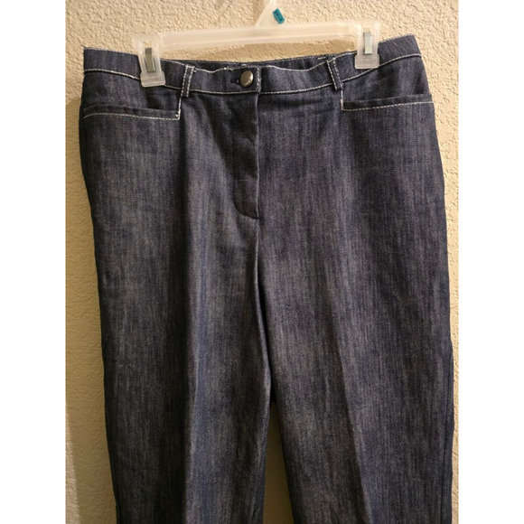 Tanjay Petite Straight Leg Pants 12P Blue with White Stitching - Picture 4 of 14